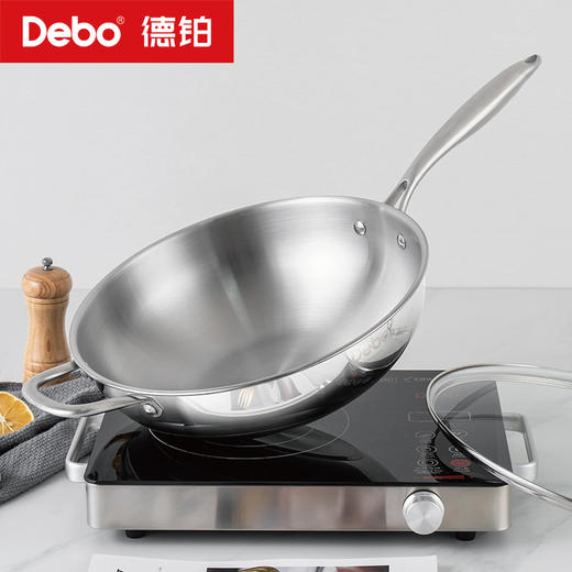 Debo德铂-贝沃恩炒锅 不锈钢·无涂层（配玻璃锅盖） 商品图2