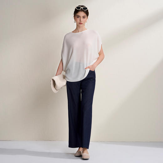 EITIE爱特爱简约实穿百搭高腰休闲深海蓝直筒牛仔裤2026夏季新款B2605212 商品图3