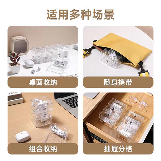 倍思 拼接数据线收纳盒 数码配件橡皮筋内存卡首饰收纳 多盒可拼接 商品图1