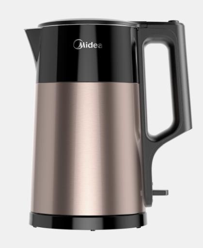 美的（510844）电水壶 拉丝彩钢外壳 双层不锈钢防烫 全水路304食品级不锈钢材质 一体无缝内胆 MK-HJ1710 商品图1