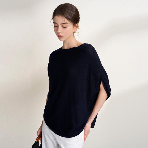 EITIE爱特爱温柔一字领慵懒宽松显瘦蝙蝠袖短袖T恤2026夏季新款B2601214 商品图4