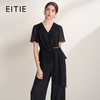 EITIE爱特爱法式优雅高级感网纱袖V领直筒短袖连体裤2026夏新款B2612202 商品缩略图0
