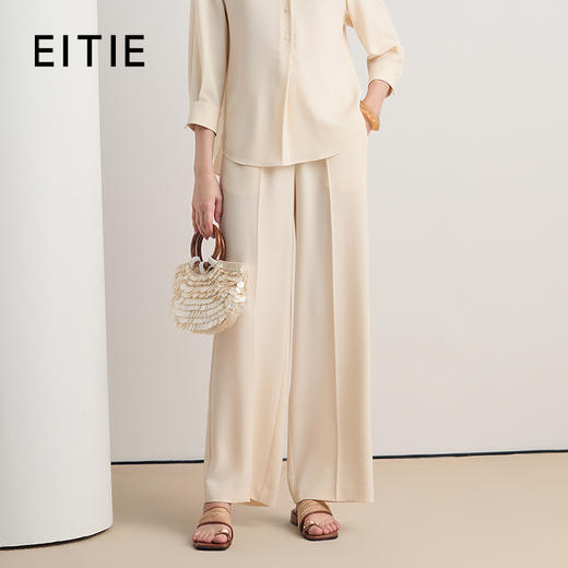 EITIE爱特爱轻松百搭松紧腰显瘦直筒通勤休闲裤2026夏季新款8605304 商品图0
