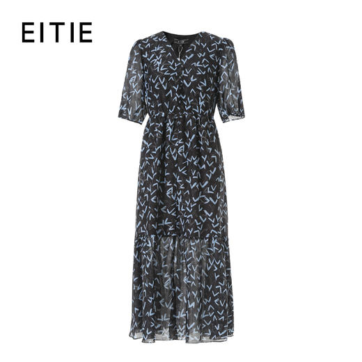 EITIE爱特爱气质优雅法式印花收腰显瘦连衣裙2026春季新款8507226 商品图6