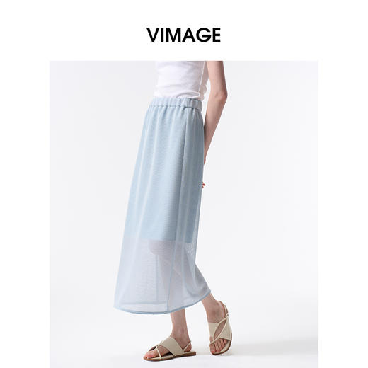 VIMAGE纬漫纪2026夏季新款时尚百搭显瘦松紧腰半身裙V2506207 商品图2