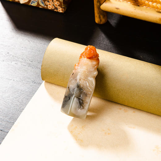 寿山石鸡母窝老料雕“刘海戏金蟾”方章 商品图6