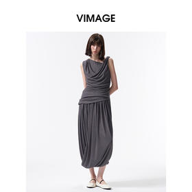 VIMAGE纬漫纪2026夏季新款小众设计气质遮肉显瘦无袖上衣V2513223