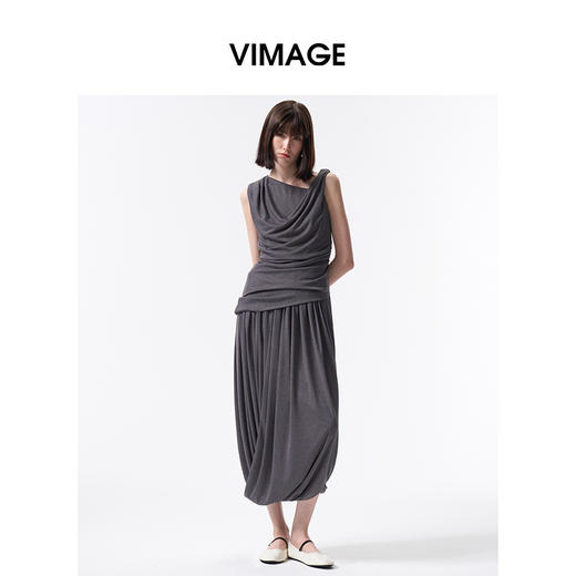 VIMAGE纬漫纪2026夏季新款小众设计气质遮肉显瘦无袖上衣V2513223 商品图0