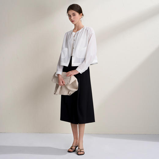 EITIE爱特爱轻薄透气白色清爽简约短款舒适休闲外套2026夏季新款B2603202 商品图4