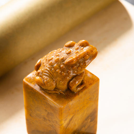 巴林黄冻老料雕“金蟾”方章 商品图8