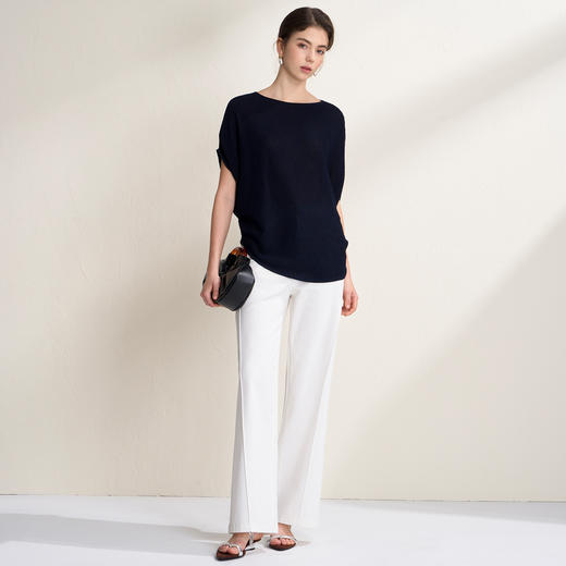 EITIE爱特爱温柔一字领慵懒宽松显瘦蝙蝠袖短袖T恤2026夏季新款B2601214 商品图5