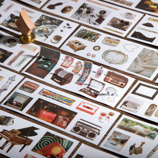 一本旧书系列双材质贴纸本18张入 文艺复古人物手帐装饰素材贴画 商品图1