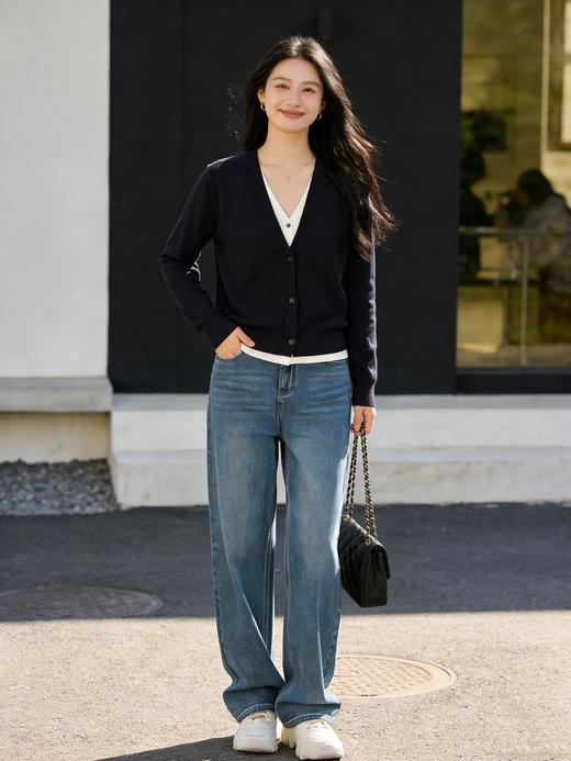 现货 臣禾	【层次感】V领假两件羊毛衫针织开衫【100%羊毛】9261090175 商品图3