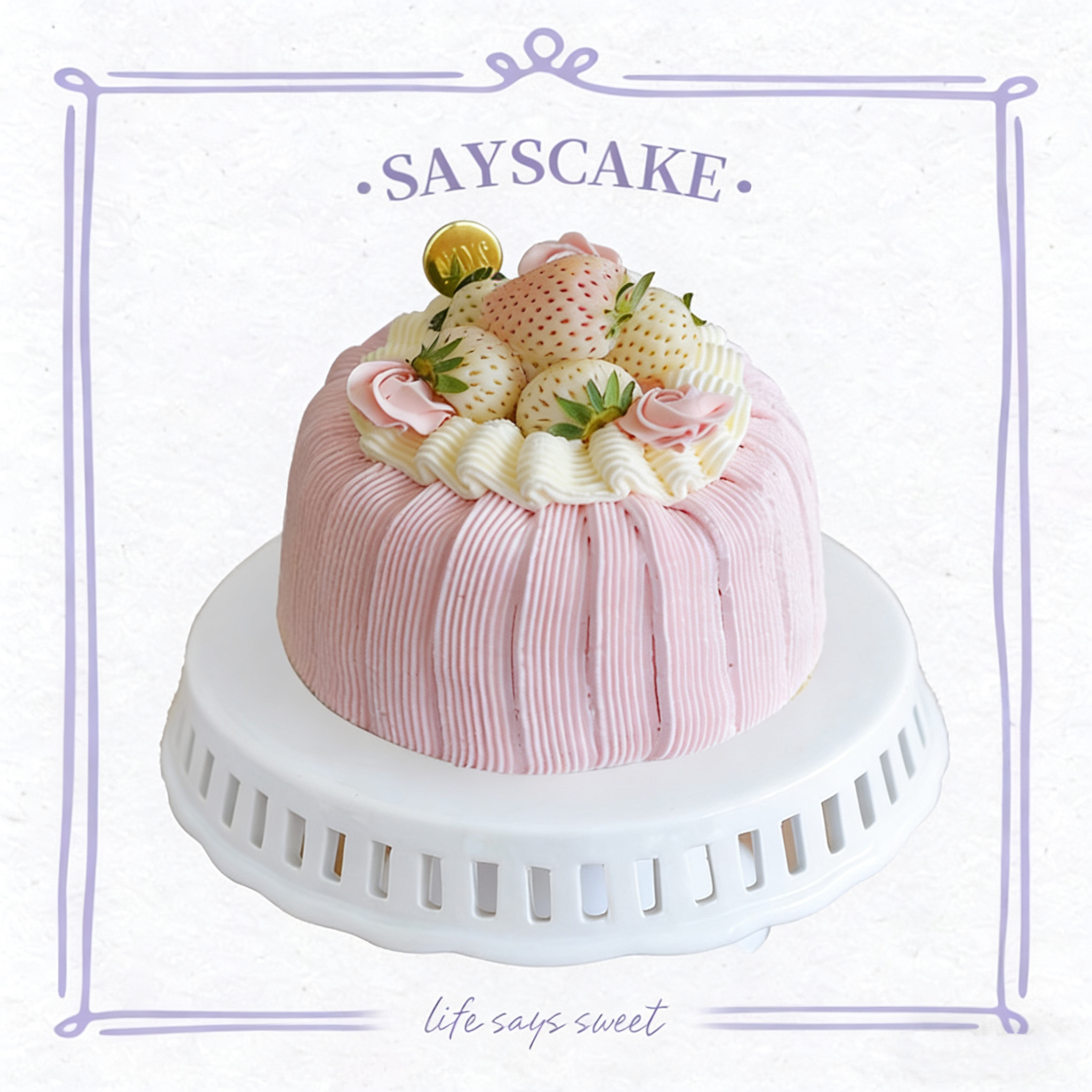 【预定】樱吻淡雪花篮戚风 Matcha strawberry chiffon cake