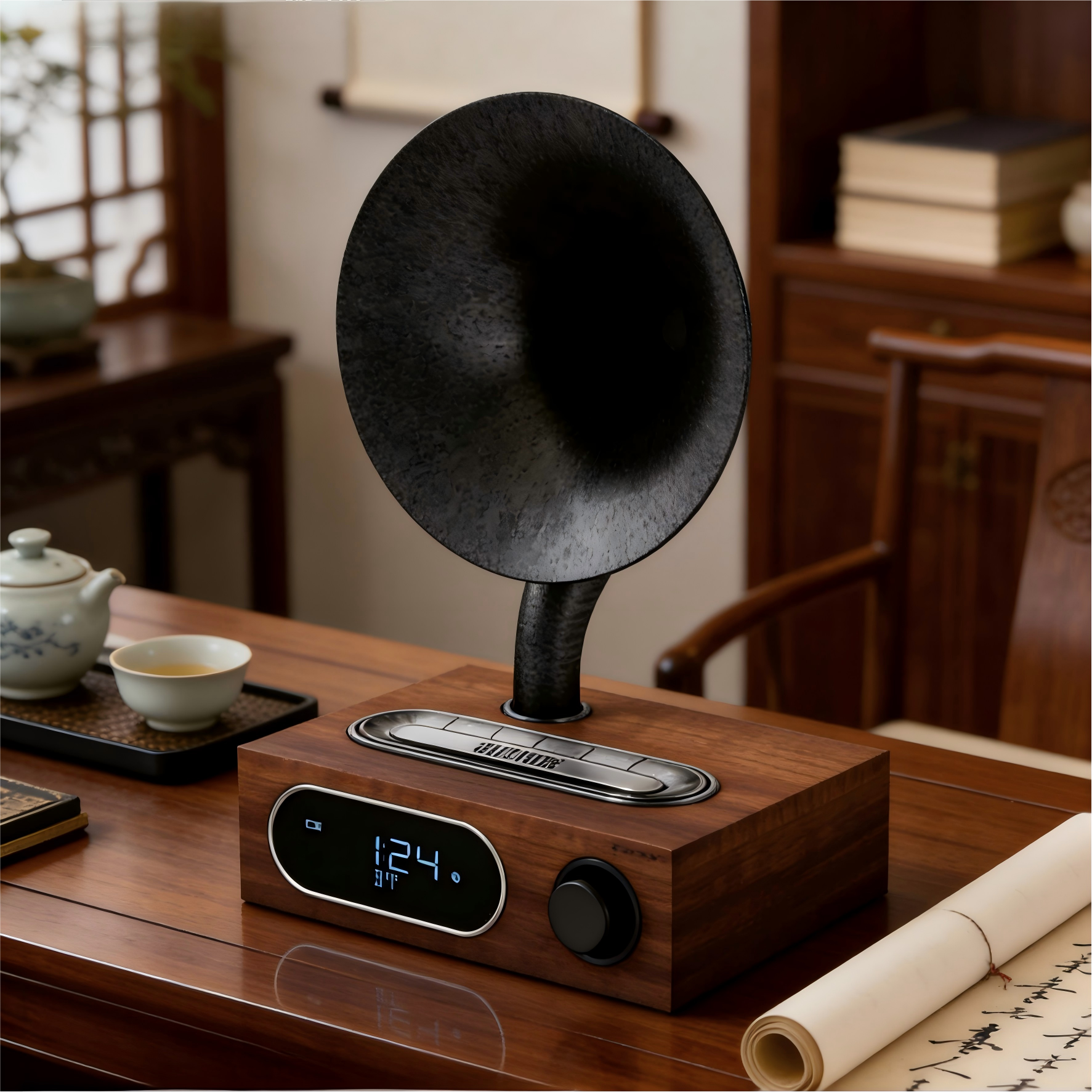 neon 丽扬 MS310 实木复古蓝牙音响 双闹钟无线收音机