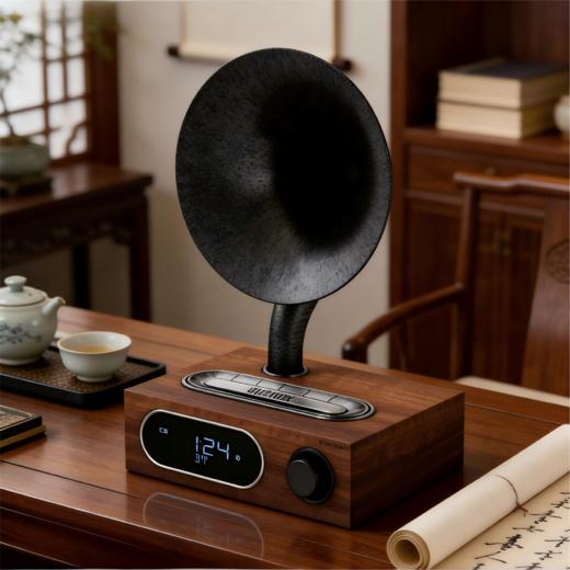 neon 丽扬 MS310 实木复古蓝牙音响 双闹钟无线收音机 商品图0