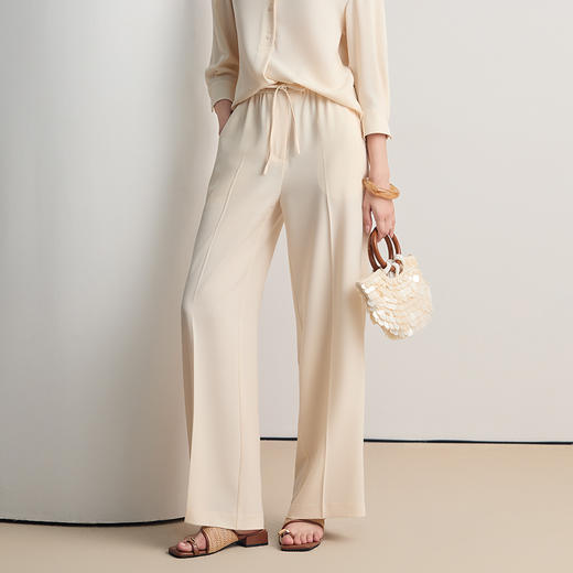 EITIE爱特爱轻松百搭松紧腰显瘦直筒通勤休闲裤2026夏季新款8605304 商品图4