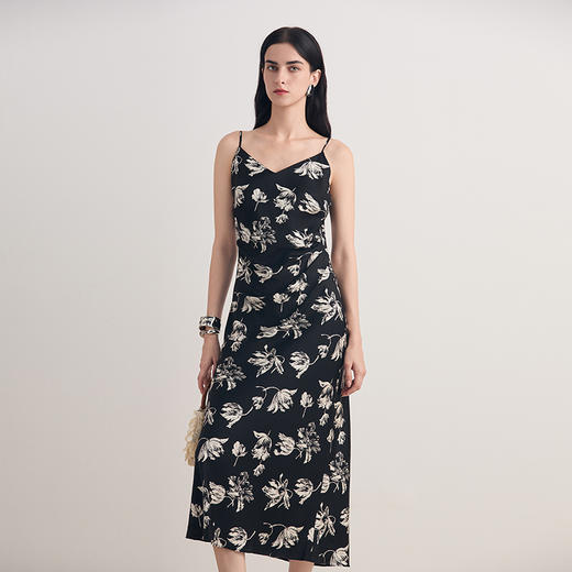 EITIE爱特爱撞色印花优雅气质无袖吊带连衣裙2026夏季新款8607313 商品图4