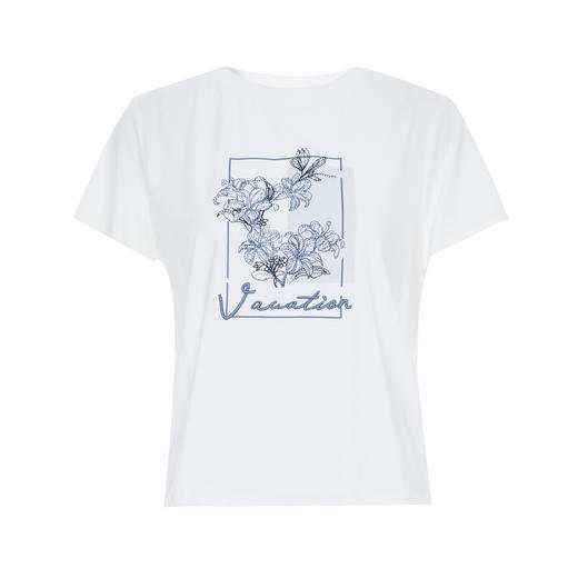 EITIE爱特爱夏季新款精致时尚通勤休闲刺绣印花短袖T恤8202901 商品图5