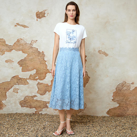 EITIE爱特爱夏季新款精致时尚通勤休闲刺绣印花短袖T恤8202901 商品图1