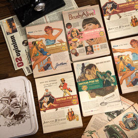 美式潮流复古海报素材纸可书写手帐拼贴裁剪便签纸背景打底装饰