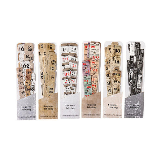 序列标签系列长条贴纸包 复古日付数字素材diy手帐卡片装饰拼贴画 商品图4
