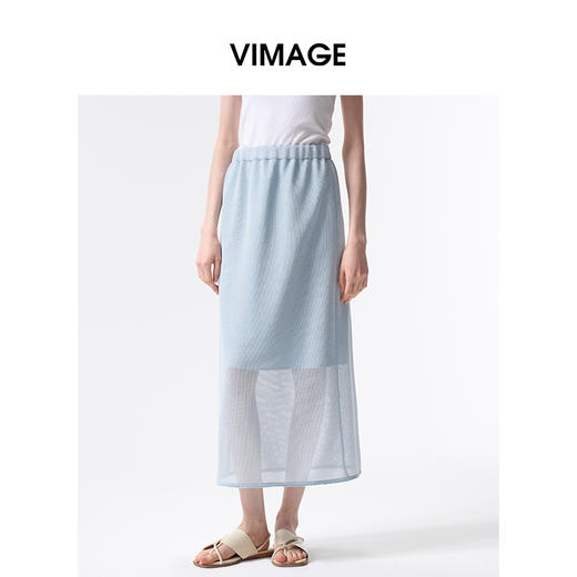 VIMAGE纬漫纪2026夏季新款时尚百搭显瘦松紧腰半身裙V2506207 商品图5