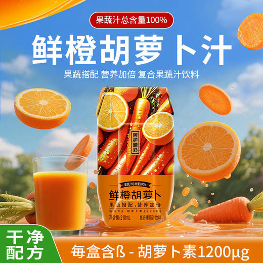 【特惠】植物主义鲜橙胡萝卜汁100%果蔬汁210ml*12 商品图1