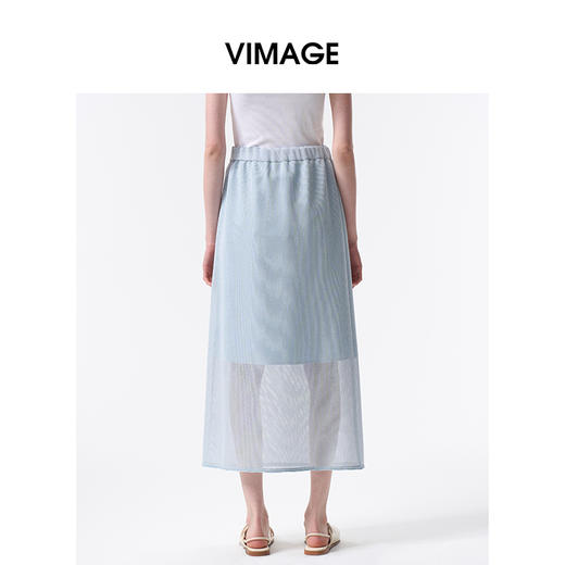 VIMAGE纬漫纪2026夏季新款时尚百搭显瘦松紧腰半身裙V2506207 商品图4