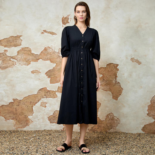 EITIE爱特爱法式时尚收腰气质V领显瘦高腰连衣裙夏季新款8207916 商品图6