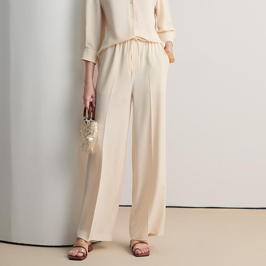 EITIE爱特爱轻松百搭松紧腰显瘦直筒通勤休闲裤2026夏季新款8605304 商品图3