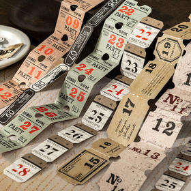 序列标签系列长条贴纸包 复古日付数字素材diy手帐卡片装饰拼贴画