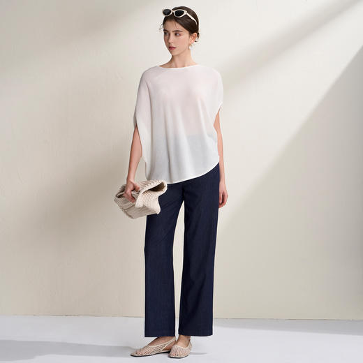 EITIE爱特爱温柔一字领慵懒宽松显瘦蝙蝠袖短袖T恤2026夏季新款B2601214 商品图13