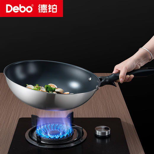 Debo德铂-伏尔泰炒锅 钛不粘·0涂层（配蒸格、硅胶铲、钢锅盖） 商品图7