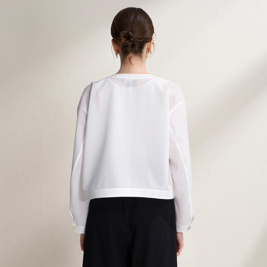 EITIE爱特爱轻薄透气白色清爽简约短款舒适休闲外套2026夏季新款B2603202 商品图5