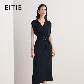 EITIE爱特爱法式气质V领显瘦收腰无袖连衣裙2026夏季新款8607317
