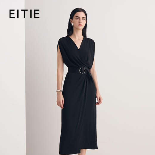 EITIE爱特爱法式气质V领显瘦收腰无袖连衣裙2026夏季新款8607317 商品图0