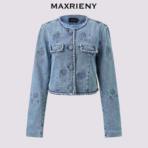 【商场同款-25春新品】MAXRIENY精致复古感立体压花牛仔短外套女(货号:MC85JA799) 商品图4