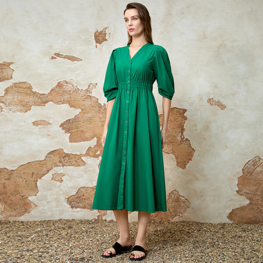 EITIE爱特爱法式时尚收腰气质V领显瘦高腰连衣裙夏季新款8207916 商品图2