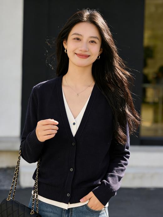 现货 臣禾	【层次感】V领假两件羊毛衫针织开衫【100%羊毛】9261090175 商品图4