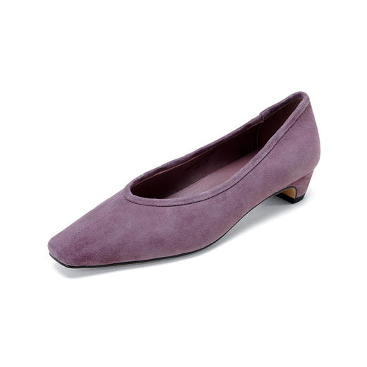 Westory2026年春季绒面彩色方头低跟单鞋鞋休闲通勤浅口鞋W26AE51171 商品图7