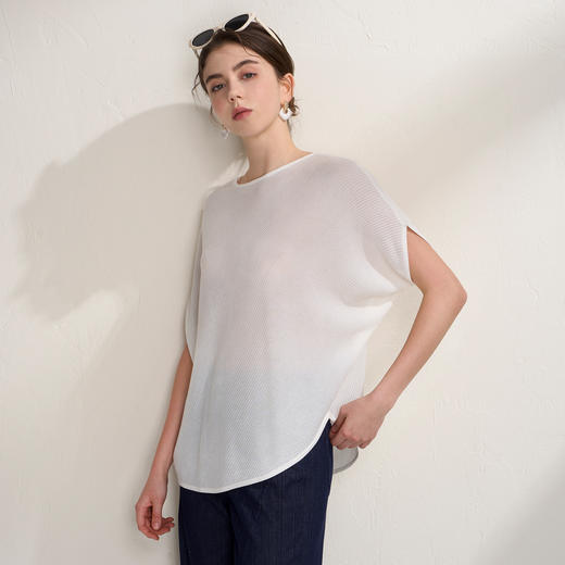 EITIE爱特爱温柔一字领慵懒宽松显瘦蝙蝠袖短袖T恤2026夏季新款B2601214 商品图11
