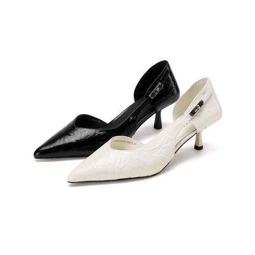 Westory2026年春季尖头小猫跟单鞋侧空牛油皮百搭通勤单鞋空凉鞋S26AH51191 商品图0