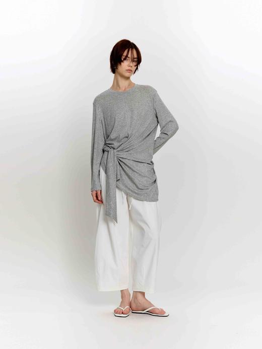 不对称系带长袖 T 商品图0