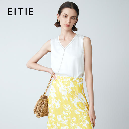 EITIE爱特爱夏季新款V领无袖简约小上衣7713413 商品图0