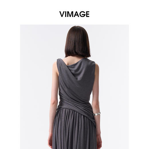 VIMAGE纬漫纪2026夏季新款小众设计气质遮肉显瘦无袖上衣V2513223 商品图4