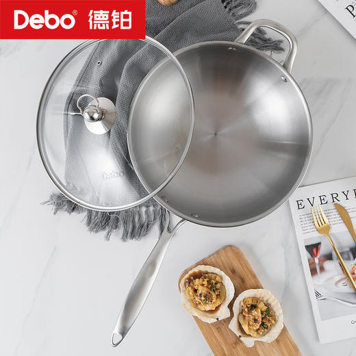 Debo德铂-贝沃恩炒锅 不锈钢·无涂层（配玻璃锅盖） 商品图3