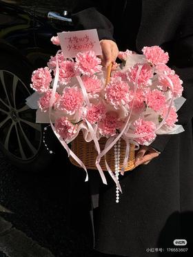 粉色佳人康乃馨花篮