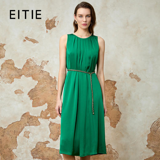 EITIE爱特爱法式优雅气质百褶收腰无袖连衣裙夏新款8207937 商品图0