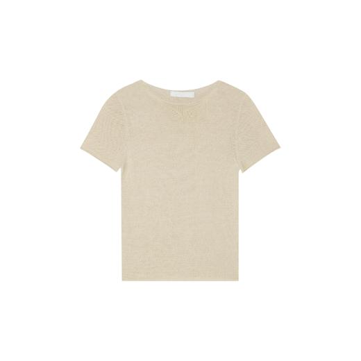 Oneup亚麻卷边针织正肩短袖 商品图5